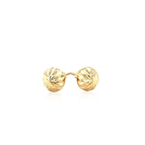 14k Yellow Gold Textured Flat Style Stud Earrings