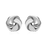 Textured and Polished Love Knot Earrings in Sterling Silver