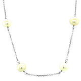 14k White Gold Necklace with White Pearls
