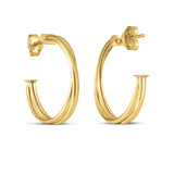 14k Yellow Gold Large Crossover Hoops
