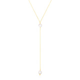 14k Yellow Gold Lariat Necklace with Pearls