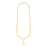 14k Yellow Gold Alternating Oval and Round Chain Necklace with Toggle