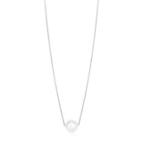 14k White Gold Pearl Solitaire Necklace