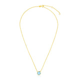 14k Yellow Gold 17 inch Necklace with Cushion Blue Topaz