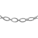 Textured Oval Link Bracelet in 14k White Gold