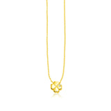 14k Yellow Gold Polished Four Leaf Clover Necklace with Diamond