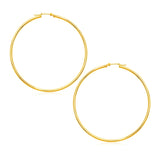 14k Yellow Gold Polished Large Round Hoop Earrings
