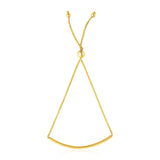 14k Yellow Gold Smooth Curved Bar Lariat Design Bracelet