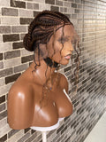 Feeding braid Wig, Human Hair Curls, Color 1B/30 Swiss Full Lace - Janiece
