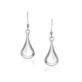 Sterling Silver Long Teardrop Shape Puff Drop Earrings