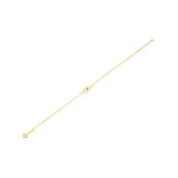 14k Yellow Gold MOP Evil Eye Bracelet (1.00 mm)