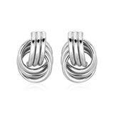 Polished Love Knot Earrings with Interlocking Rings in Sterling Silver
