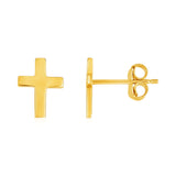 14k Yellow Gold Post Earrings with Crosses