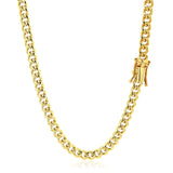 4.5mm 14k Yellow Gold Semi Solid Miami Cuban Chain