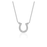 14k White Gold Horseshoe Design Diamond Pendant