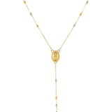 14k Tri Color Gold Lariat Rosary Necklace