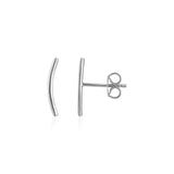 14k White Gold Curve Climber Post Earrings