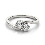 Solitaire Two Stone Diamond Ring in 14k White Gold (1/2 cttw)