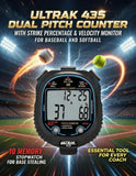 ULTRAK 435 Pitch Counter With Strike Percentage & Pitch Speed Monitor - 10 Memory Stopwatch