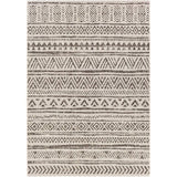 5 ft. x 8 ft. Black Off-White Chevron Coastal Boho Style Indoor Outdoor Area Rug