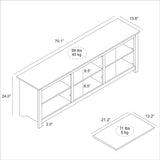 Farmhouse Style TV Stand in Light Grey Oak Wood Finish - for TVs up to 70-inch