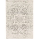 3' x 5' Distressed Oriental Area Rug in Light Grey / Beige