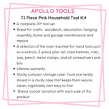 71 Piece Household Tool Kit Pink - DT0204P