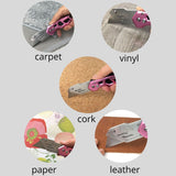 Ergonomic Stainless Steel, Lightweight, Foldable Pink Utility Knife with Carabiner Clip and Fast-Change Blade - DT5017P