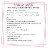 Pink Stapler with Power Adjustment Knob and 3000 Staples assortment-- DT5020P