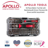 55 Piece Metric Tool Set with Ratcheting Bit Driver, Precision Bit Driver and Bit Assortment - DT5024