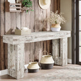 Modern Farmhouse 63-inch Console Sofa Table in Rustic White Wood Finish
