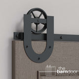 Wagon Wheel Horseshoe Heavy Duty Sliding Barn Door Hardware Kit