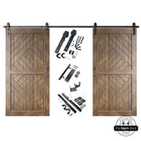 Patterned Double Door Barn Door Kit | Black Barn Door Hardware