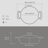 Lava Cast Iron Cookware - Round Cast Iron Pot with Glass Lid, 52.78 fl oz - Durable, Heat Retention, Induction Compatible