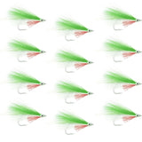 Lefty's Deceiver Saltwater Streamer Fly - Green/White - 12 Flies - Size 1/0