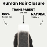 Deep Wave 2x6 Transparent Lace Human Hair Closure