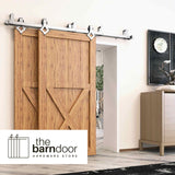 Diamond Brushed Nickel Double Bypass Barn Door Hardware Kit