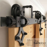 Diamond Black Double Bypass Barn Door Hardware Kit