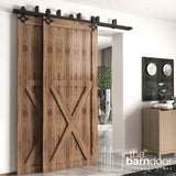 Diamond Black Double Bypass Barn Door Hardware Kit