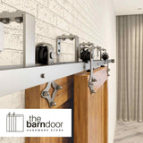 Diamond Brushed Nickel Double Bypass Barn Door Hardware Kit