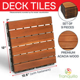 Solid Wood Deck Tiles 6 Slat Set 9