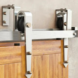 Arrow Brushed Nickel Double Bypass Barn Door Hardware Kit