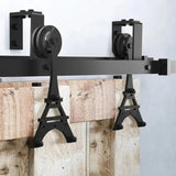 Eiffel Tower Black Double Bypass Barn Door Hardware Kit