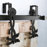 Flower Black Double Bypass Barn Door Hardware Kit
