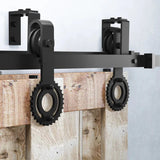 Gear Black Double Bypass Barn Door Hardware Kit
