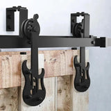 Guitar Black Double Bypass Barn Door Hardware Kit