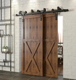 Classic Double Bypass 2 Door Barn Door Kit | Black Hardware