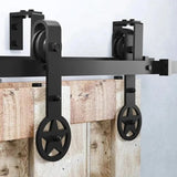 Star Black Double Bypass Barn Door Hardware Kit