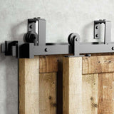 Classic Double Bypass 2 Door Barn Door Kit | Black Hardware
