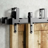 Arrow Black Double Bypass Barn Door Hardware Kit